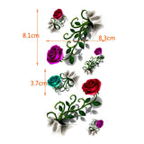 Qfdian  Women's 3D Colorful Waterproof Body Lip Art Sleeve DIY Stickers Glitter Temporary Tattoos Mini Rose Flower tatto