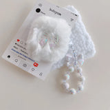 Qfdian cute pink bow soft plush fluffy bluetooth headphone protector case for airpods 1 2 3 4 pro 2 protective cover luxury bracelet