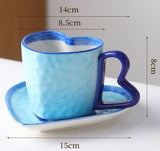 Qfdian  300ml Heart Shape Ceramic Mugs Creative Oatmeal Breakfast Mug Drinkware Set Kitchen with Heart Shape Handle Lovely Festival Gift