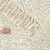Qfdian Pink Dots Fluffy Carpet For Living Room With Tassels, Plush Bedroom Rug,Soft Kids Rug,White Hairy Nursery Play Mats For Children