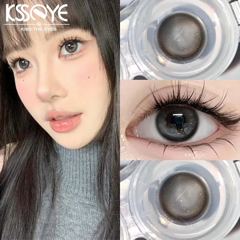 Qfdian 2PCS New Product Colored Contact Lenses Myopia Degree Korean Lenseses Soft Lens Eye Beauty Pupil ﻿Black Brown Lense ﻿