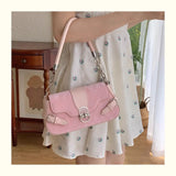 Qfdian Fashion Women Sweet Kawaii Top-Handle Bags Korean All Match Fairy Shoulder Underarm Bag Office Lady Elegant Purses and Handbags