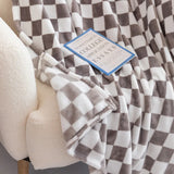 Qfdian Throw Blankets Flannel Blanket with Checkerboard Grid Pattern Soft Throw Blanket for Couch, Sofa Warm and Cozy for All Seasons