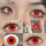 Qfdian  1 Pair Red Cosplay Contact Lenses for Eyes Vampire Black White Lenses for Halloween Eye Makeup Eye Contacts Beauty Lens