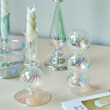 Qfdian Glass Candle Holder Home Decor Nordic Rainbow Vase Flower Table Living Room Decoration Candlestick Holder for Wedding