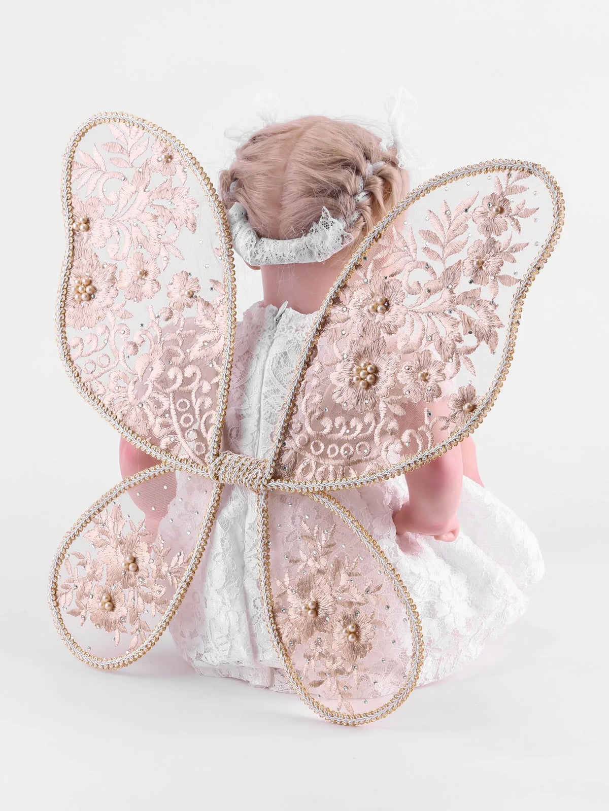 Pearl-core beige embroidered Flowers Baby and child Fairy wings Handmade lace wings Dress up quality carefully crafted wings for