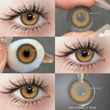 Qfdian   2Pcs Natural Gray Contact Lenses Yearly Brown Colorcon Makeup Blue Pupils Green Lens for Eyes High Quality Soft Contact