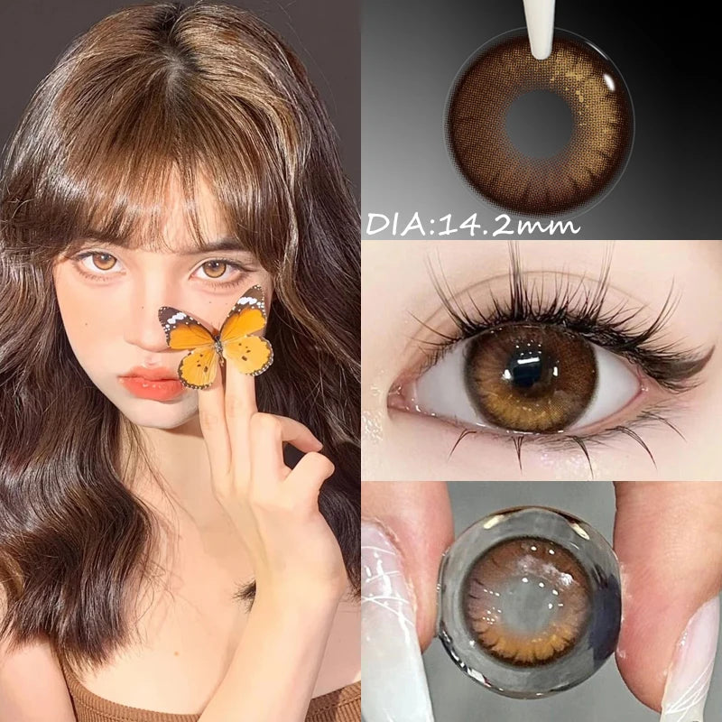 Qfdian Korean Hot Sale Color Contact Lenseswith Myopia Degree Grade 0.00-8.00Beauty Pupilentes KSSEYE 2Pcs Soft Lens