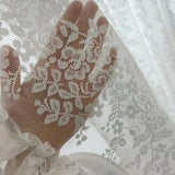 Qfdian  Sheer Curtains for Living Room Luxury Bedroom Tulle Curtains for Window French Lace Small Floral White Gauze Princess Style