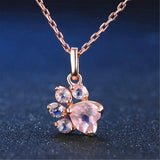 Rose Gold Color Bear Paw Dog Cat Claw Necklace for Women Pink Zircon Cute Footprint Women Choker Necklaces Cat Jewelry Sets