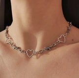 Qfdian  Y2K personalized hollow out love thorn necklace, suitable for daily wear, gift for friends at holiday parties