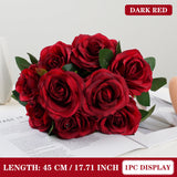 Qfdian  9 Heads Artificial Flower Silk Rose white Eucalyptus leaves Peony Bouquet Fake Flower for Wedding Table Party Vase Home Decor