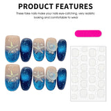 Qfdian  10Pcs Short Oval Handmade Fake Nails with Star-fish Pearl Decor Glossy Blue Theme Press On Nails Wearable False Nail Tips