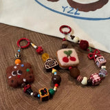 Qfdian  Cute Cookies Mobile Phone Chain,Wool Felt Pendant Lanyard Charm Strap Wrist Bead Hanging,for Camera Bag Pendant Lanyards