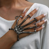 1pc Popular Retro Distressed Skull Bracelet Dark Punk Style Connected Finger Bracelet Subculture Niche Design Accessory