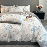 Qfdian  Flower Printed Duvet Cover Set Satin Silk Bed Cover Sets for Summer Queen/King Size Silky plumones de cama Coolling Bedding Set