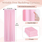 Qfdian  4 Panels-5ft x 10ft Wrinkle Free Pink Backdrop Curtain, Pink Wedding Backdrop Drapes, Silky Polyester Back Drop Cloth for Birthd