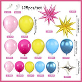 Qfdian  125Pcs Pink Yellow Blue Balloons Arch Set, for Student Bridal Shower Birthday Party Wedding Anniversary Christmas Decoration