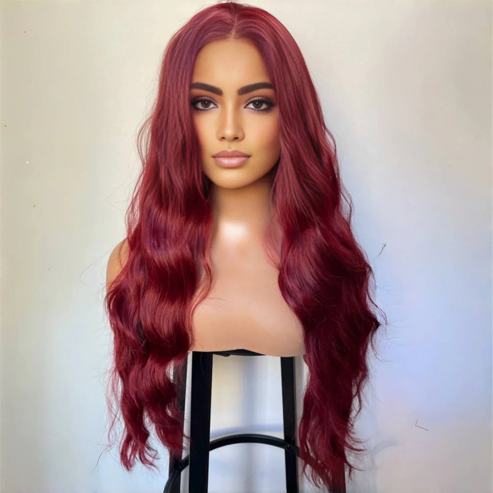 Qfdian 13x4 Blonde Natural Wavy Synthetic Lace Front Wig Long Curly Red Black Ginger Orange Blond Colored Hair Frontal Wigs for Women