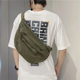 Qfdian  Vintage Canvas Y2k Chest Bags Japanese All Match Trendy Men Shoulder Bag High-capacity Grunge Students Crossbody  for Women