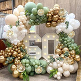 Qfdian  113Pcs Sage Green Balloon Arch Garland Kit Olive Avocado Green Ballon Jungle Birthday Party Decoration Baby Shower Bridal Shower