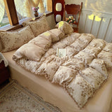 Qfdian  3/4Pcs Printing Bedding Set Skin-friendly Soft Duvet Cover Set Bed Sheet Or Bed Skirt Pillowcases