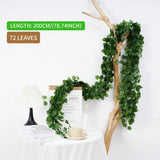 Qfdian  Artificial Creeper Leaf Silk Ivy Hanging Leaf Garland Plant  Home Bathroom Wedding Garden Decoration Green Vine 200CM