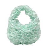 Qfdian Japanese Sweet Girls Pleated Ruffled Top-Handle Bags Fairy All Match Women Chic Clutches Trendy Y2k Aesthetic Purse and Handbags