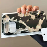 Qfdian Gradient Ink Marks Laser Phone Case For Phone 16 15 14 13 12 11 Pro Max XS X XR 7 8 Plus Stylish Leopard Print Back Bumper Cover