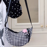 Qfdian  Luxury Design Sweet Y2k Aesthetic Crossbody Bag Women Contrast Color Plaid Handbags Fashion Kawaii Girls Cellphone Shoulder Bags
