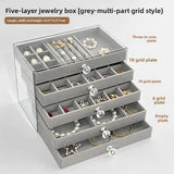 Qfdian  3/5Layer Flannel Jewelry Box Earring Necklace Ring Boxes Jewelry Dustproof Tabletop Organizers Multifunctional Storage Box Gifts