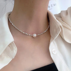 Popular Silver Colour Sparkling Clavicle Chain Choker Necklace Collar For Women Fine Jewelry Wedding Party Birthday Gift