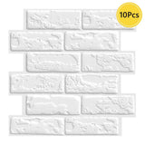 Qfdian  10pcs 3D Wall Sticker Self-adhesive Faux Brick Wall Panel Peel and Stick Kitchen Tile Backsplash Bathroom Wall Tile Sticker