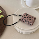 Qfdian Luxury leather leopard print earphone bag case for airpods 1 2 3 4 pro 2 protection cover with bracelet fall prevention couple