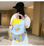 Qfdian 2025 new women Patchwork Contrast Color schoolbags High-capacity student travel bags fashion Y2k Aesthetic All Match Backpacks