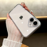 Qfdian Fashion Tempered Glass Transparent Back Cover for iPhone 16 15 14 13 12 11 Pro Max 14/15/16 Plus Sparkling Powder Soft Edge Case