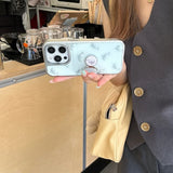 Qfdian  Cute niche blue bottom dolphin ring bracket is suitable for Apple 16promax mobile phone case iPhone15pro new model