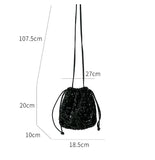 Qfdian  Luxury Design Sequined Drawstring Mini Handbags Pleated Casual Y2k Aesthetic Shoulder Bag Trend Vintage All Match Crossbody Bags