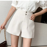 Qfdian  High Waist Wide Leg A-Line Shorts Women Korean Fashion Loose Casual Black Shorts Female New Summer Pocket Beige Shorts