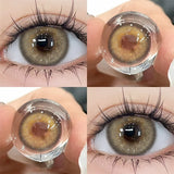Qfdian 1Pair New Colored Contact Lenses for Eyes Brown Lenses Green Eye Lenses Gray Pupils Yearly Cosmetic Eye Contact Lens