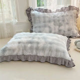 Qfdian  Cute Fluffy Ruffled Home Pillow Cover Pink Plush Pillow Cover Girly Bedroom Decor for Bed Cushion & Home Decoration Bedding Gift