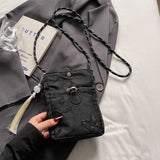 Qfdian  Y2k Aesthetic Butterfly Embroidery Mini Cellphone Bag Fashion Tassel All Match Shoulder Bags Women Pleated Handbags Crossbody