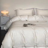 Qfdian Luxury 1000TC Egyptian Cotton Solid Color Hotel Style Embroidery Bedding Set Duvet cover Set Flat/Fitted Bed Sheet Pillowcases