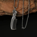 Qfdian  Retro hip-hop dragon phoenix multifunctional practical comb pendant, couple necklace jewelry, punk new gothic party gift