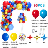 Qfdian  Carnival Circus Balloon Garland Kit Red Blue Yellow Rainbow Confetti Balloon Arch Star Foil Ballon Birthday Carnival Party Decor