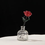 Qfdian  Glaze Rose Flower Eternal Flower Rose Desktop Glass Handicrafts Ornaments Simulation Glass Vase Flower Wedding Valentine's Gifts