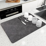 Qfdian  Diatomaceous Earth Absorbent Kitchen Mat Quick Dry Dish Pad Non Slip Countertop Protector Washable Reusable Easy Clean Home Use
