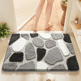 Qfdian  Water-absorbent Anti-slip Bath Mat Flocked Thickened Microfiber Bathroom Rug Carpet Bathroom Door Quick-drying Foot Mat