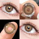Qfdian  1 Pair Colored Contact Lenses for Eyes Natural Brown Gray Eye Contacts Yearly Cosmetics Pupils Blue Lens Green Contacts