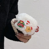 Qfdian 3D DIY New year gifts plush warm soft earphone case for apple airpods 1 2 3 4 pro 2 cute snowflake white protection coque cover